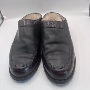 Ariat ATS Apron-Toe Mules Womens Size 7B Black & Brown Leather Slides Clogs